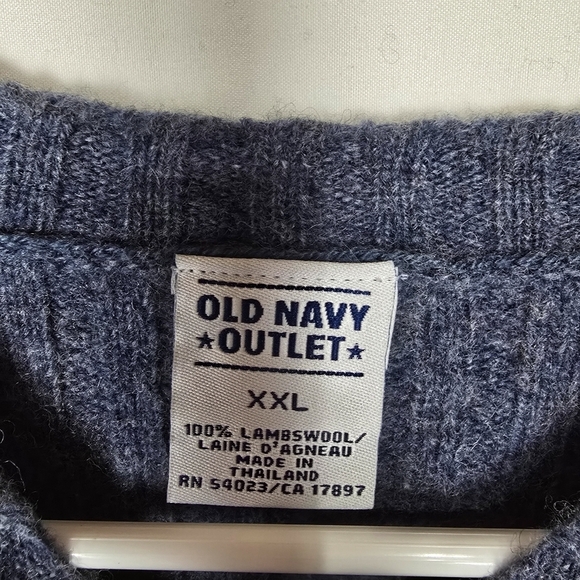 Vintage Y2k Old Navy Ribbed Knit Blue 100% Lambswool Sweater - Picture 5 of 5